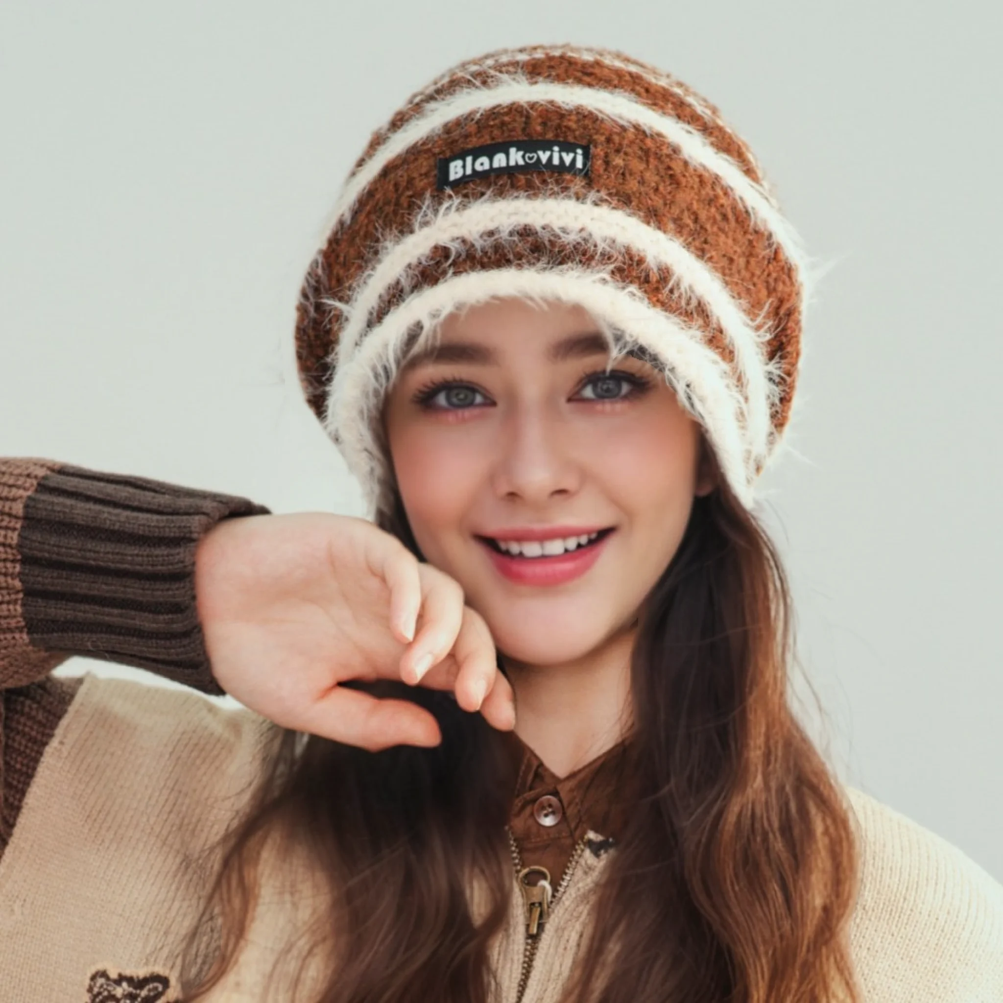 New Style Loose Dandy Hat Lazy Style Fashion Stripes Beanie Hat Sweet Winter Hats For Women Streetwear Knit Hats For Girl