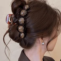 1pc Fashion Pearl Large Simple Elegant Acrylic Hair Claw Hairpin, Suitable For Party, Commute, Outfit Matching, Hair Accessories 4