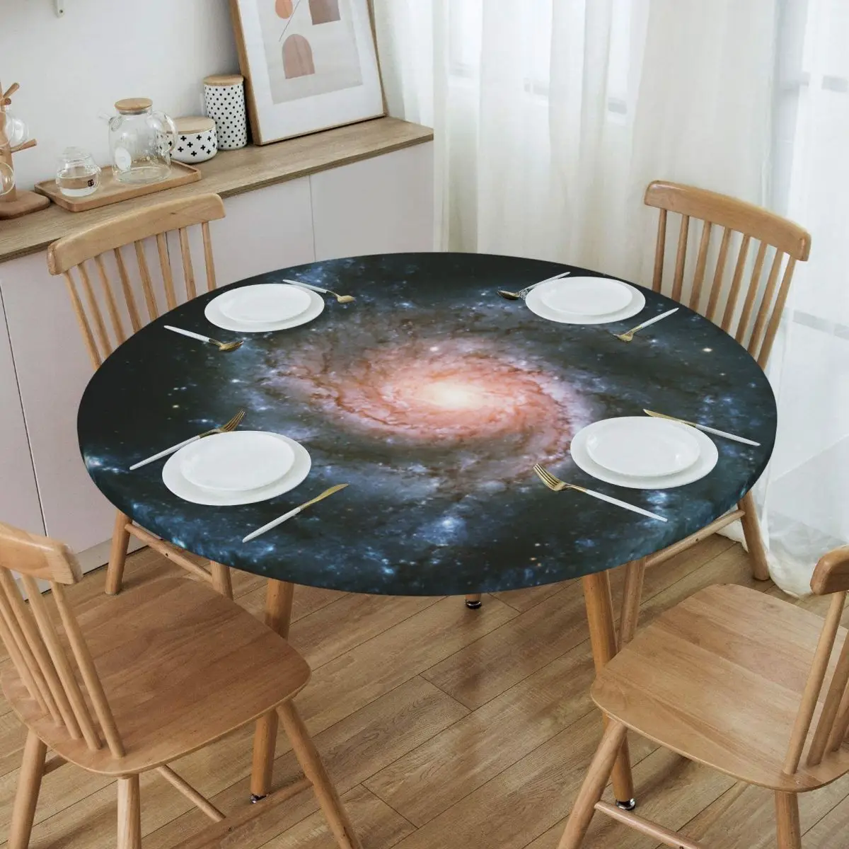 

Round Round Table Cloth Tablecloth Fit 40"-44" Elastic Edge Table Cloth Space Table Cover