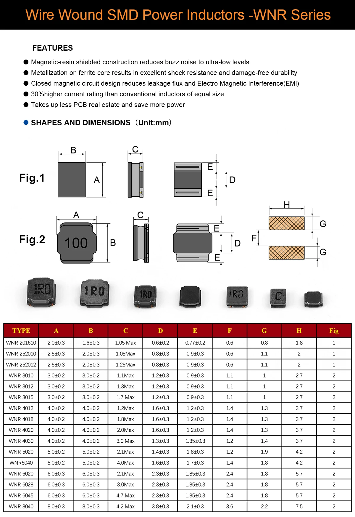 Description Picture 4 of item20Pcs SMD Magnetic Inductor WNR2016/2520/3015/4018/4030/5020/5040/6028/W6045/8040 Inductance Magnetic Glue NR Inductance