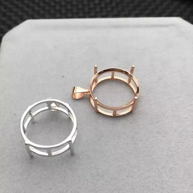Simple Round Gemstone Pendant Mounting Setting 925 Silver Pendant Setting with Gold Plated Price Jewelry DIY Supplier