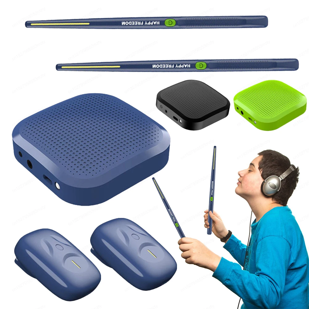 Electric Air Drumsticks Professional Air Drum Electronic Virtual Drum Drumsticks Pedals Pocket Set for Adults Kids Gift