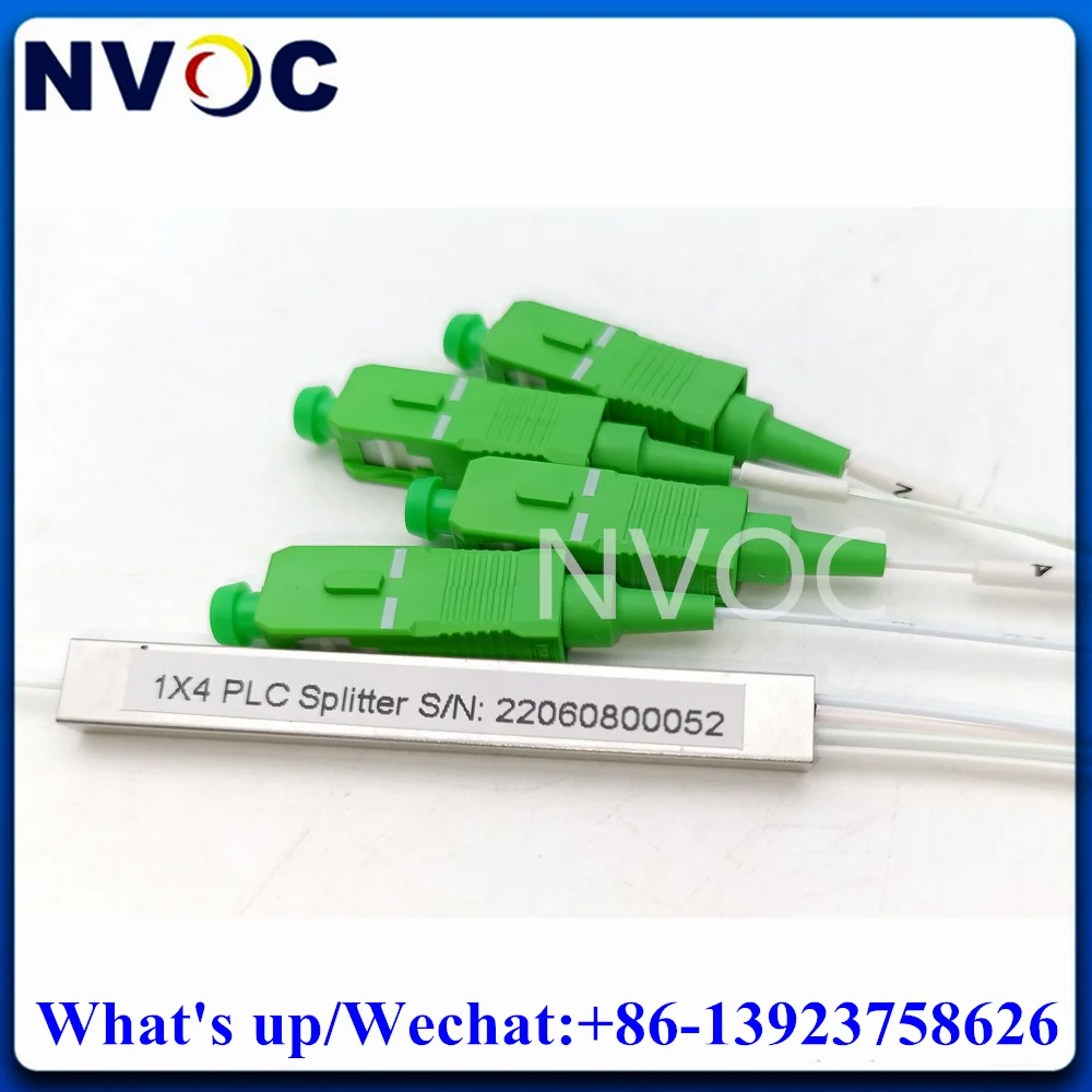 

100Pcs 1X4 PLC Fiber Splitter 0.9mm 1M Steel Tube Mini Blockless 1*4 SC/LC/FC/STAPC UPC Connector Optic FTTH Coupler