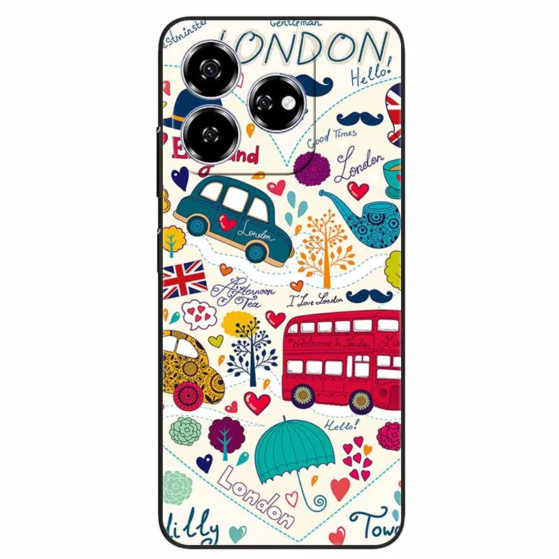 Stylish Black TPU Soft Silicone Phone Cover with Artistic Design