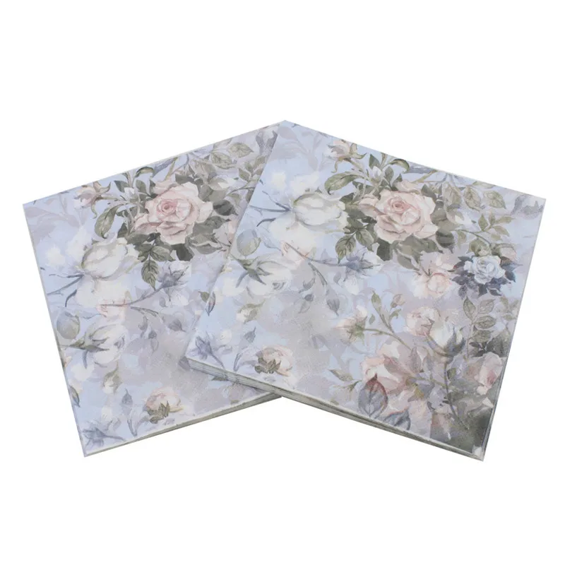 20Pcs Disposable Flower Printed Table Dinner Tissue Napkin Paper DIY Creative Handmade Wedding Party Decoration disposable tableware,paper napkins