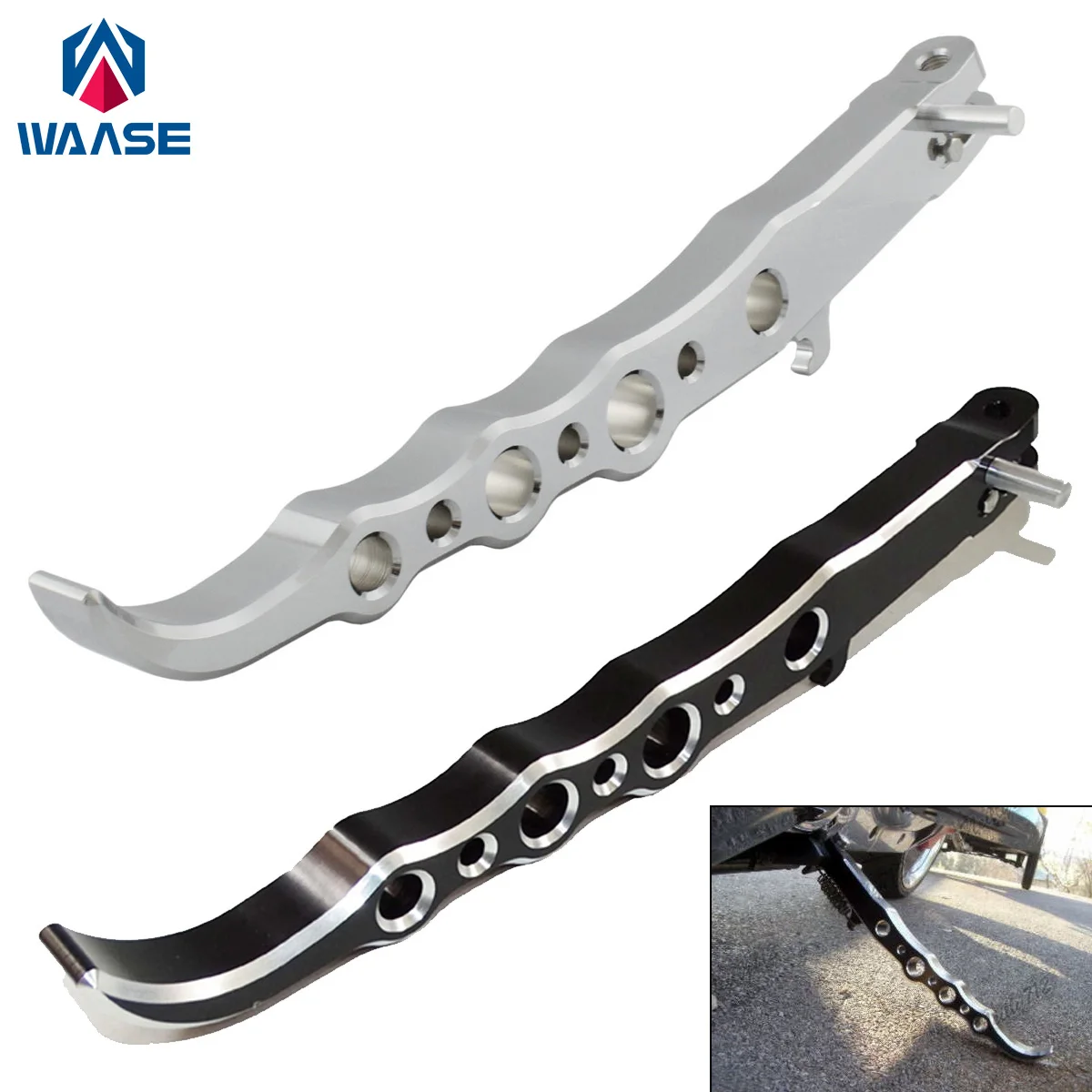 

waase Motorcycle Parts CNC Exotic Style Long Kickstand Kick Side Stand Foot Support For SUZUKI Boulevard M109R VZR1800 2006-2021