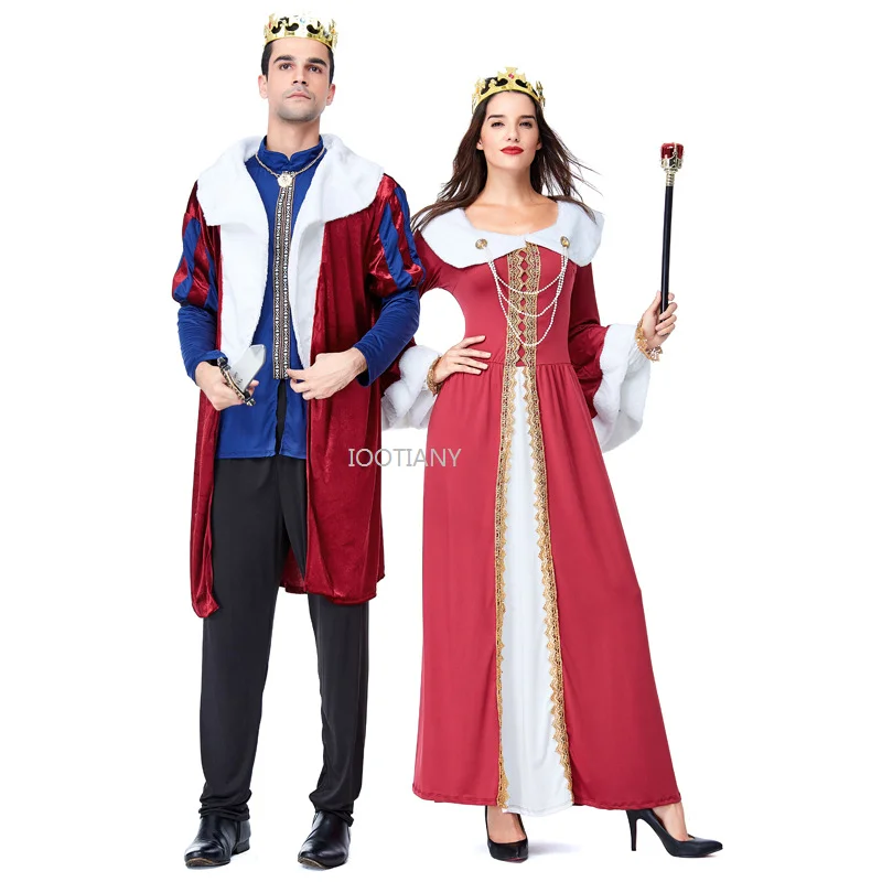 

Palace Medieval Queen King Cosplay Costume Halloween Sexy Royal Retro Couple Costumes Halloween Carnival King Queen Party Dress