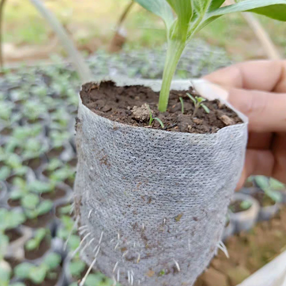 Non-Woven Seedlings Grow Bag,200PCS Fabric Nursery Bags for Plants,Fabric  Plant Pots for Planting,Gardening Transplanted Home Garden Supplies 