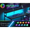 98 Inch 2 Person Gaming Desk with Storage Shelves- Long Double Home Office Computer Desks with USB Charging Port & LED Lights 5