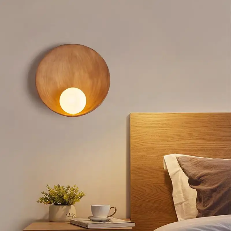 Korean Wood Grain Bedroom Lamps Decor Living Room TV Walls Lobbies Corridors Stairs Entrances Interior Wall Lights LED 3