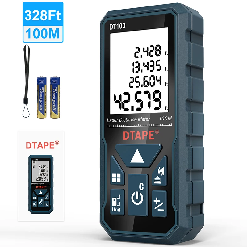 Dtape Laser Distance Meter 50m 100m Rangefinder Laser Tape Range Finder 
