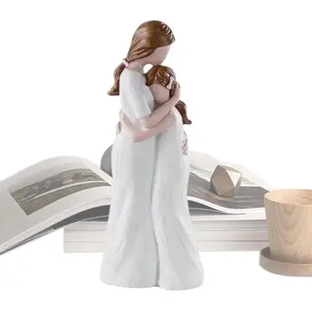 Statue mère et fille, Sculptures maman câlin fille, Moments familiaux significatifs, adaptées à la maison, chambre à coucher, salon, table 1