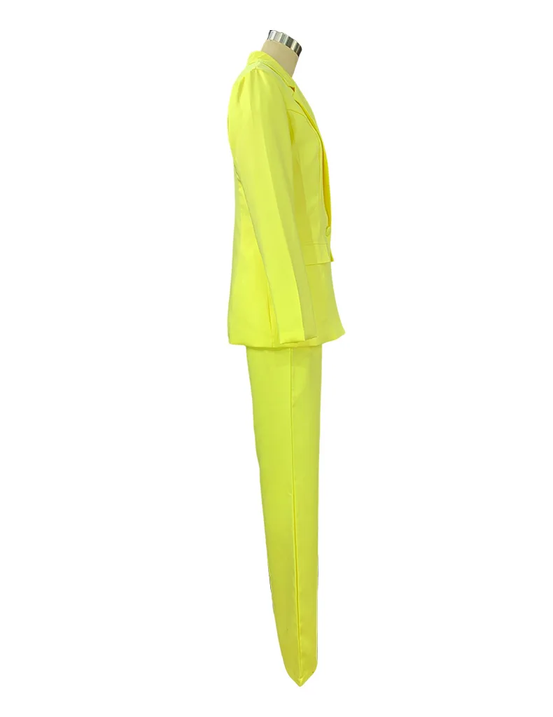 Hot Sell Slim Casual Office Lady Pant Suits Two Pieces Sets Solid Color Blazer And High Waist Wide Leg Pants New Fashion Set