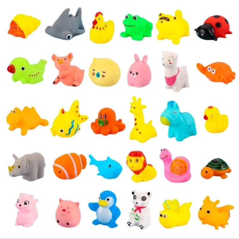 Cute Animals Swimming Water Toys For Children Soft Rubber Float Squeeze Sound Squeaky Bathing Toy For Baby Bath Toys 4