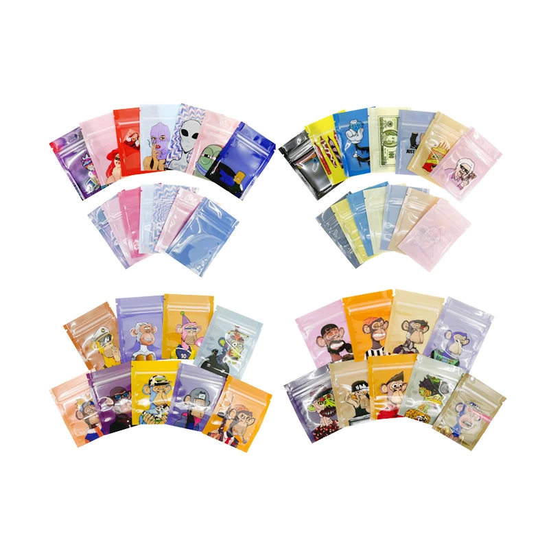 

100Pcs Edibles Food Storage Zip Lock Small Packaging Mylar Bag Baggies Resealable Zipper Foil Plastic Pouch Bag Beuh Sachet