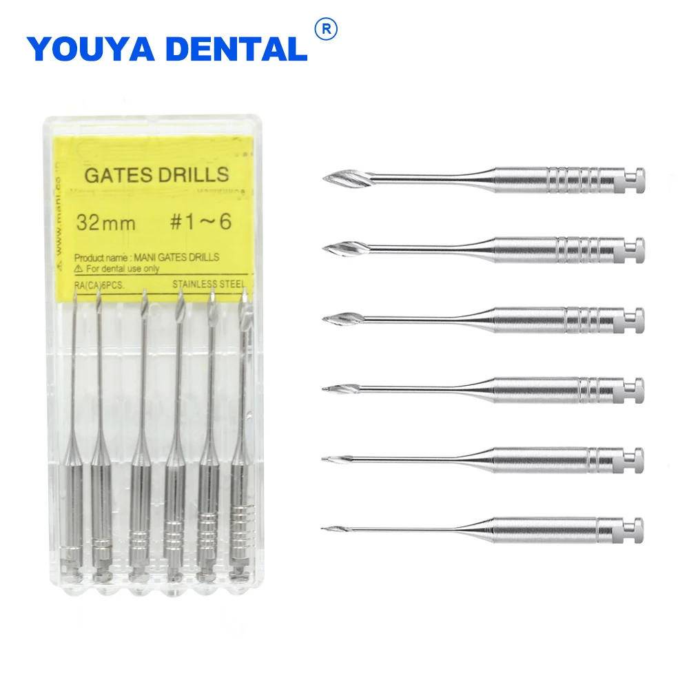 

6Pcs 32mm Dental Endodontic Endo Files Staniless Steel Reamers Drill Burs Peeso Reamers Drill Gates 32mm #1-6 Dentist Materials