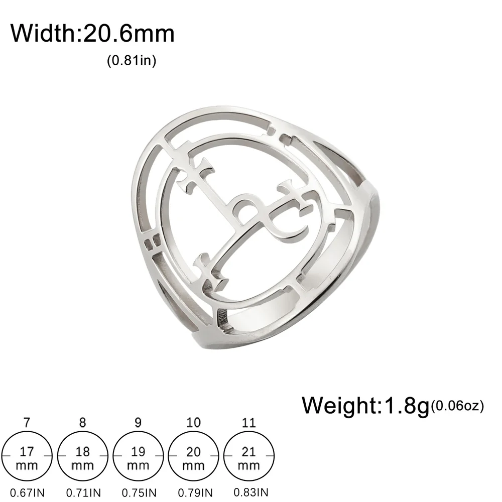 EUEAVAN Women's Stainless Steel Lilith Sigil Geometric Ring - Magic Protection Amulet Jewelry