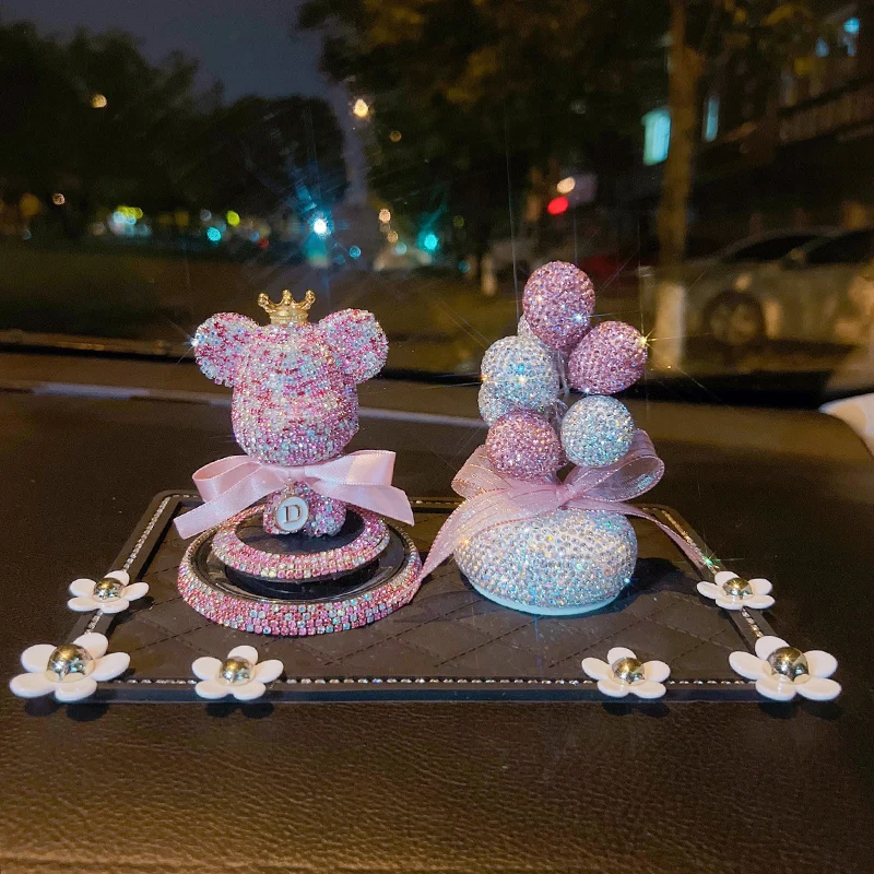 Adorable Diamond Gloomy Bear Bow Doll Rhinestone Dashboard Charm