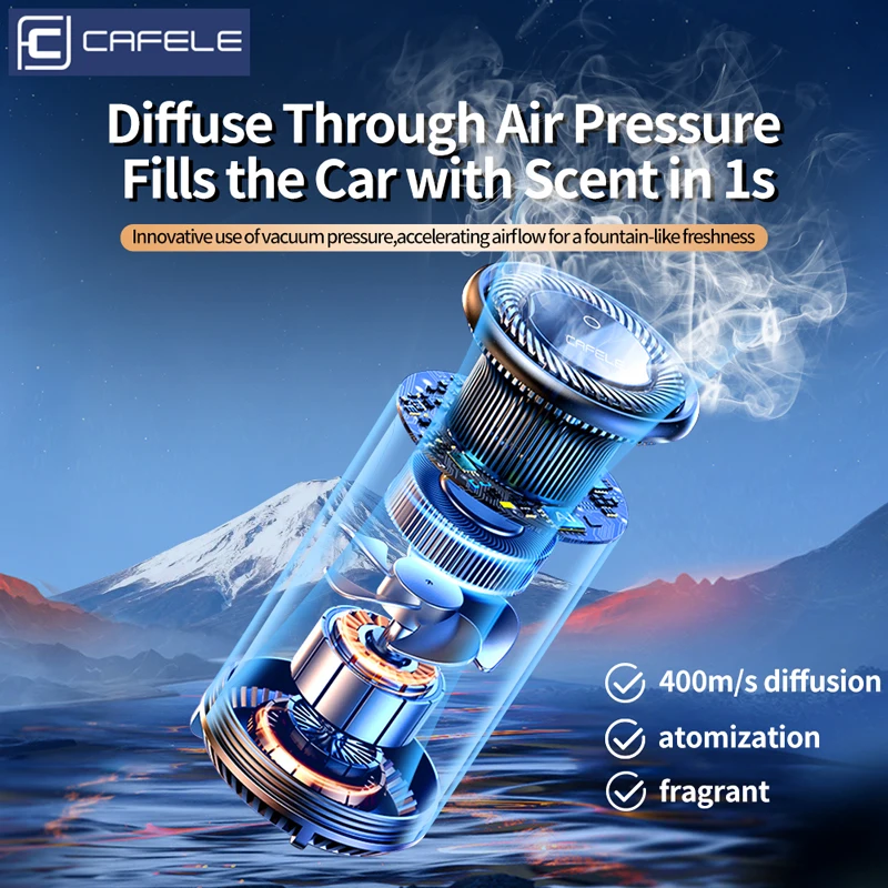 CAFELE Smart Aroma Diffuser Ultrasonic Atomization Car Air Purifier air freshener air purifier aromatherapy machine Auto On/Off Car Air Fresheners Aromatherapy With LED Light