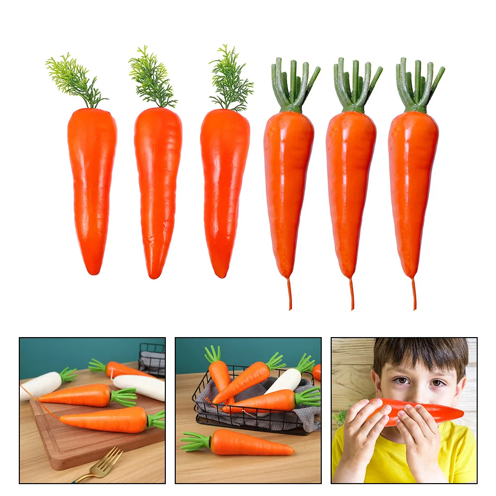 6Pcs Decorative Fake Carrots Adorable Carrot Ornaments Household