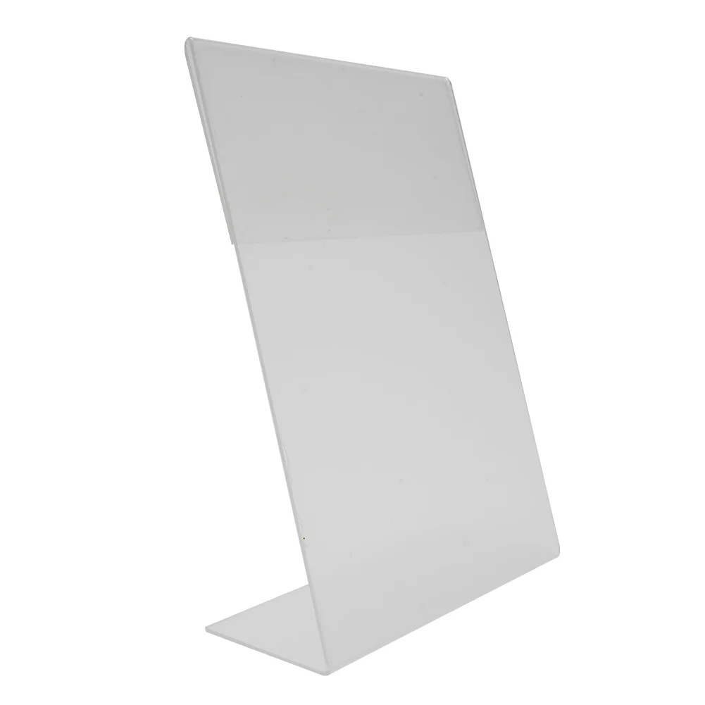 Acrylic Display Holder 1 Pcs Acrylic Sign Holder Clear Water-Resistant Slanted Table Display Stand L-shaped A4 Display For Office Restaurant