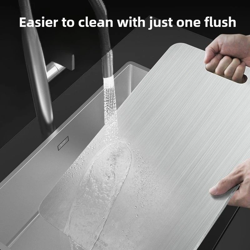 Commercial Grade 316 Stainless Steel Cutting Board Reversible 2-in-1 Antibacterial Non-Slip Kitchen Chopping Board for Food Prep