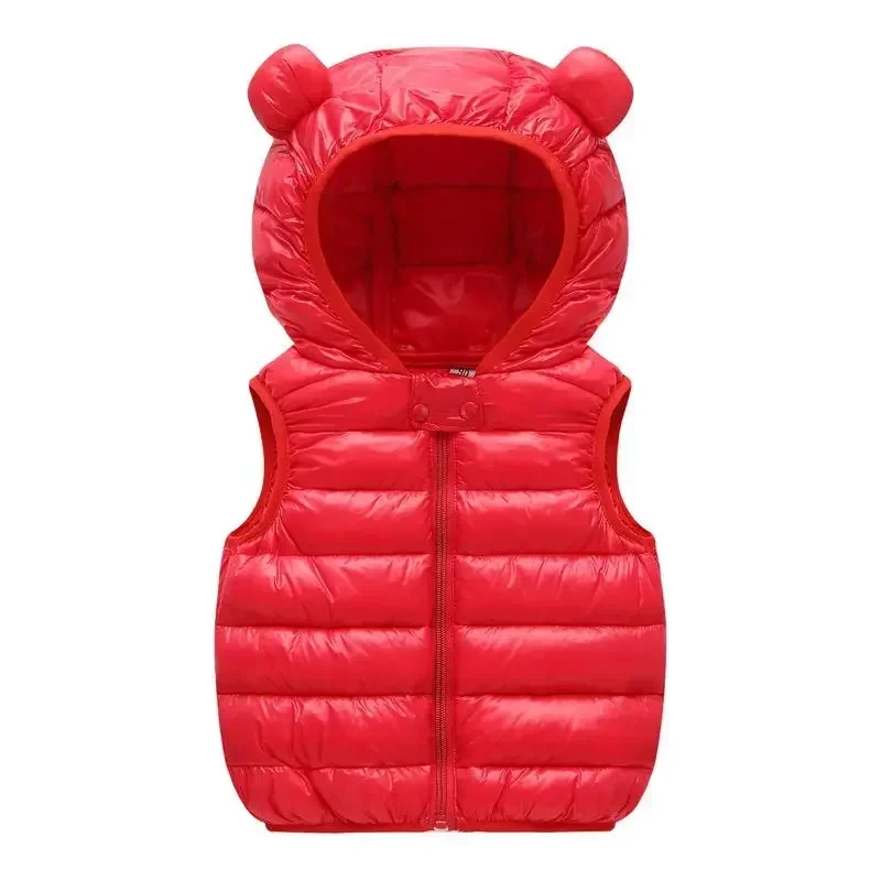 0-4Y Kids Bear Ear Hooded Puffer Vest Children's Warm Sleeveless Jacket Multi - Color