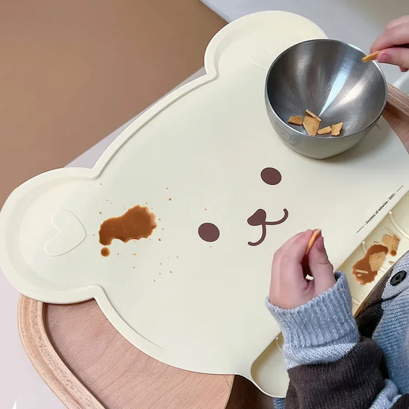 Silicone Growth Chair Dining Plate Table Mat Babies Dining Chair Table Anti-stain Residue Storage Baby Feeding Placemat