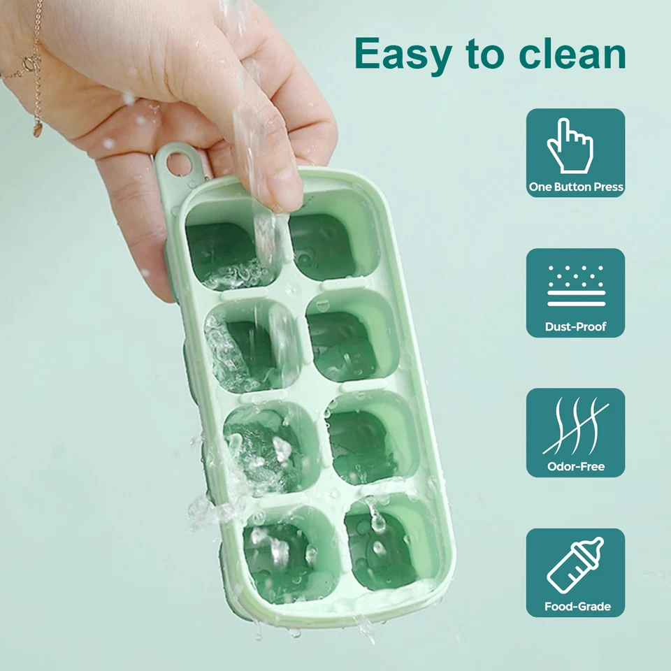 Set 3 Vaschette Per Cubetti Di Ghiaccio In Silicone Con Coperchio - 15 Cubetti Per Vassoio, Impilabili, Per Cocktail E Alimenti - 6