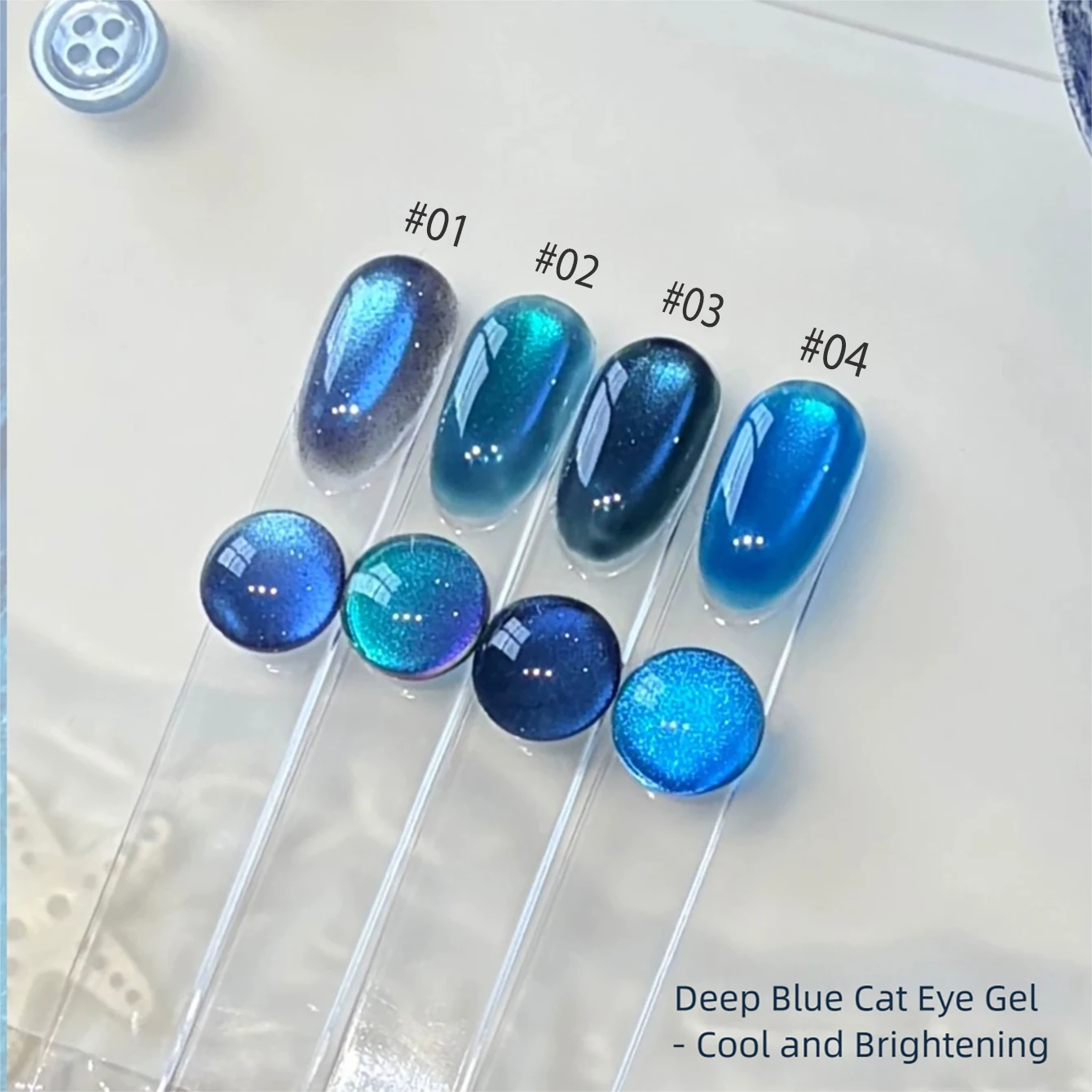 MIANEL 1-4pcs 10ML 블루 시크릿 리전 캣 아이 젤 네일 폴리쉬 글라스 비즈 캣 마그네틱 젤 폴리쉬 딥 블루 네일