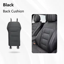 Breathable Nappa Leather Car Seat Cushion - All - Season Comfort and Ventilation (Back Cushion Black)