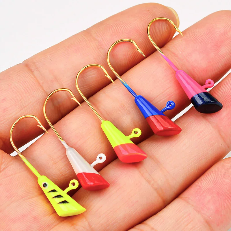 25pcs Fishing Hooks Painted Shad Dart Jig Heads Crappie Panfish Bass Lures Bait Goods Hooks Fishing Accessories 0.8g/2g 5