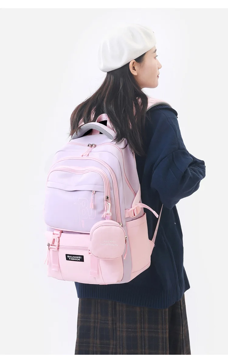 Famous Brand Designer BAIJIAWEI Children Backpack With Purse High School Student School Bags Kids Waterproof Schoolbags Teenager 6