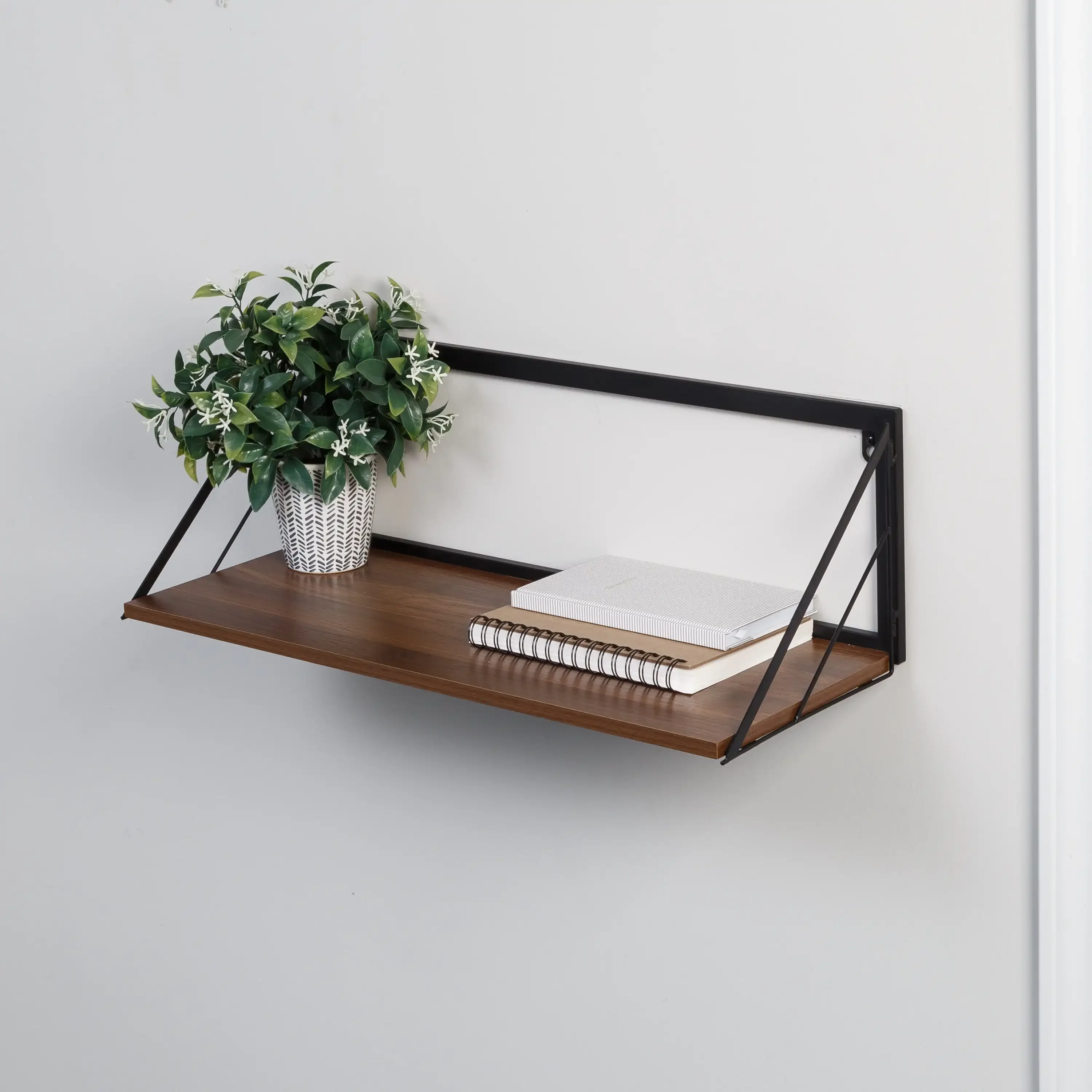 

Honey-Can-Do 24" W x 8" H Floating Shelf, Black/Walnut