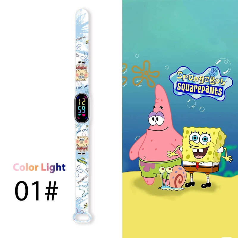 Cartoon SpongeBob Children Watches LED Square Anime Kids Watch Toy Touch Bracelet Waterproof Electronic intelligent Clock Gift 2