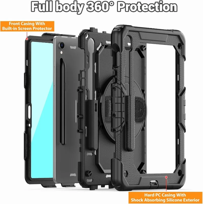Durable Kids Tablet Case with Screen Protector and Handle Strap, Heavy Duty Cover