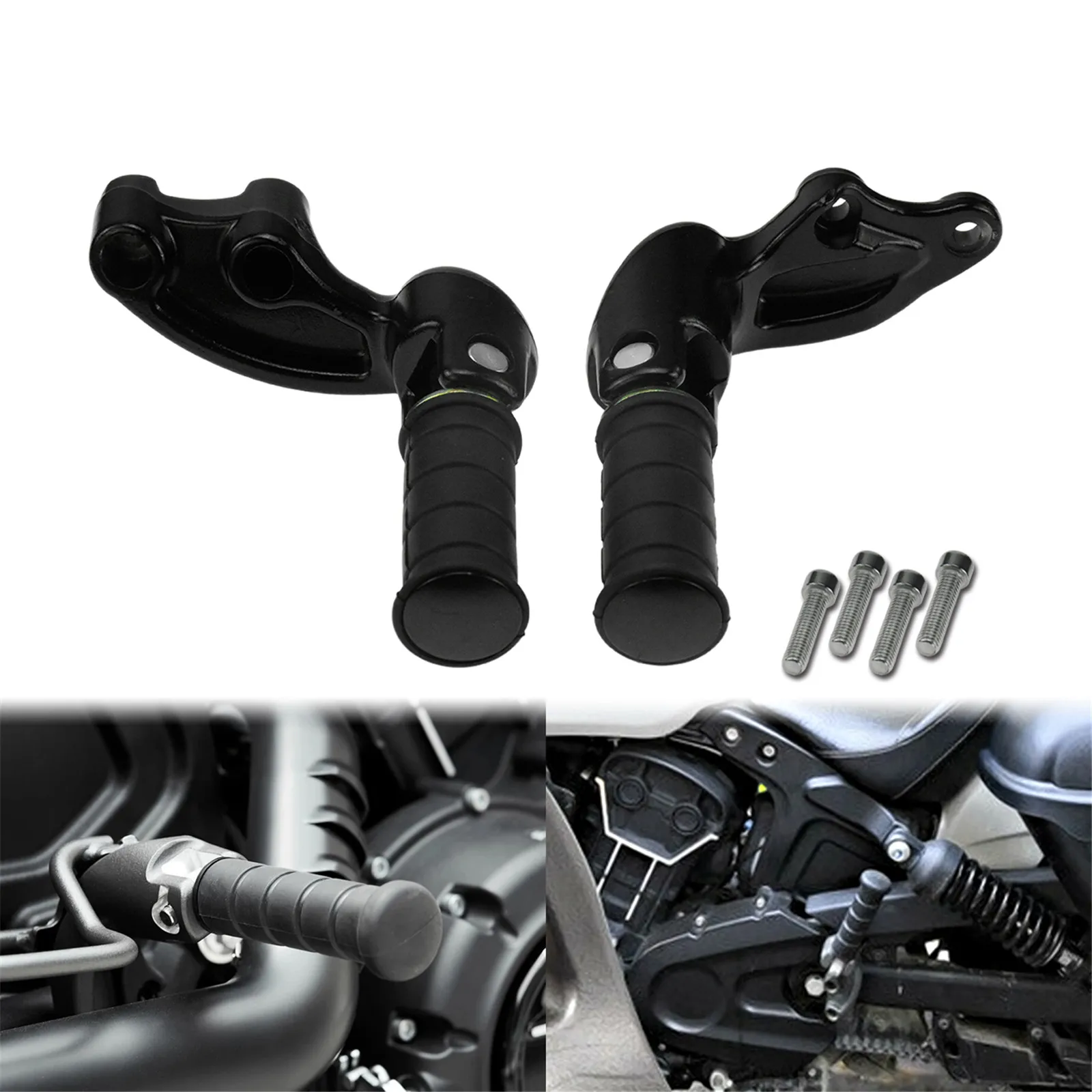 Motorcycle Rear Footrest Passenger Foot Pegs Mounting Bracket Black 2x For Indian Scout Bobber-Scout Sixty -