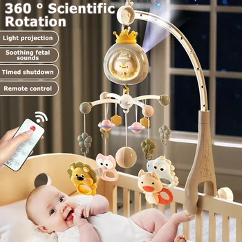 ​ Mobile per Culla con Proiettore e Luce Notturna, Giocattolo Musicale Rotante con Telecomando e Ninna Nanne Rilassanti per Neonati