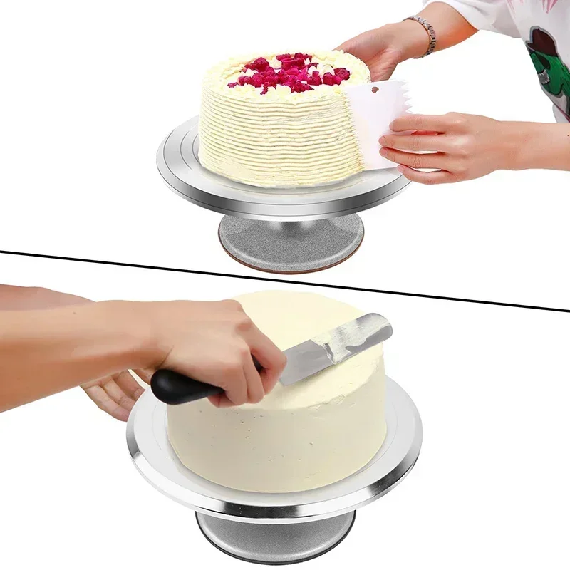 10/12inch aluminum alloy Decorating Mouth Scraper Set Rotating Turntable Cake Decorating Turntable Bake Cake Mold Baking Tools cake decorating kit cake turntable baking supplies cake tools rotating bearing turntable