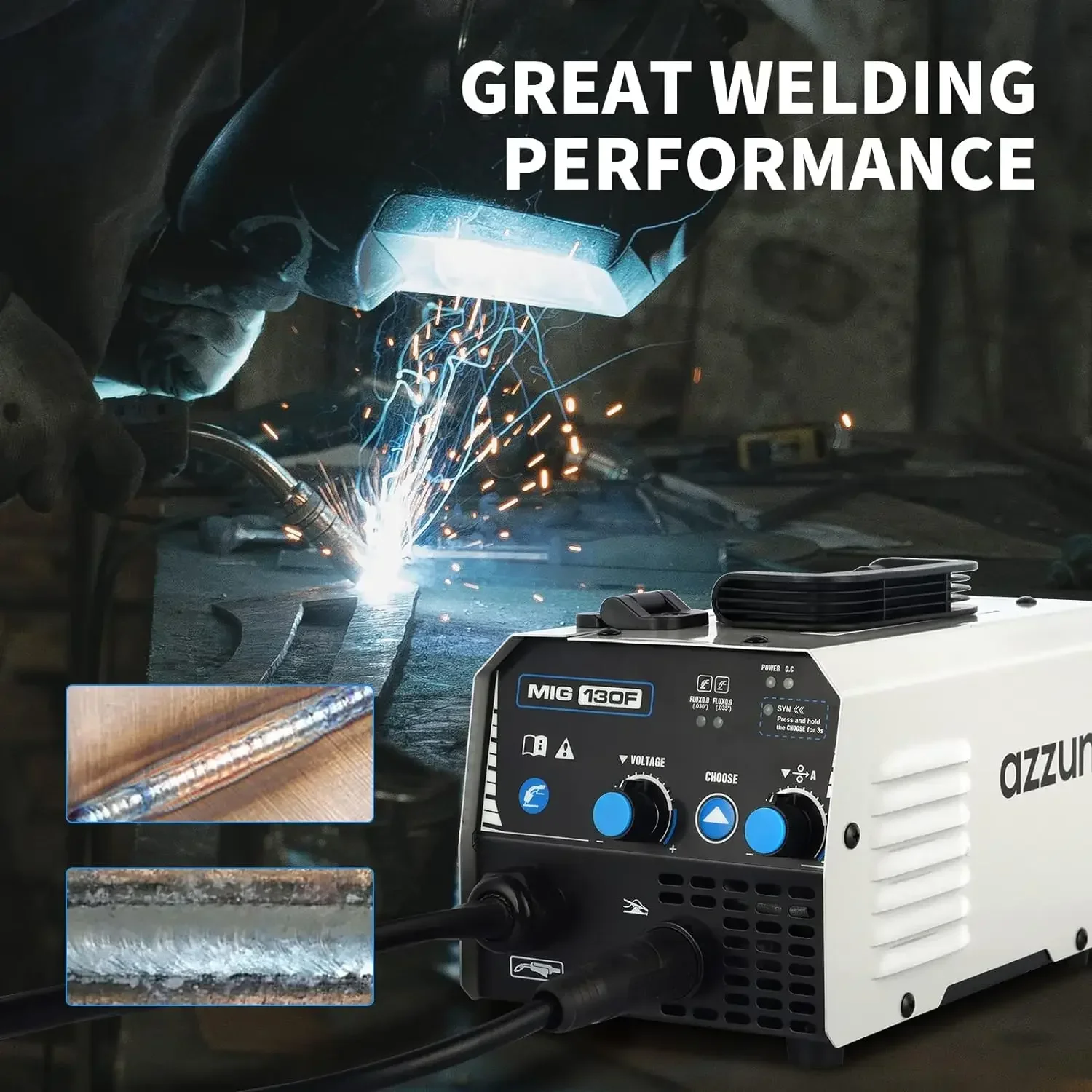 MIG Welder Flux Core Welder Machine 110V 130Amp Gasless MIG Welding Machine IGBT Inverter Welder Portable Wire Feed