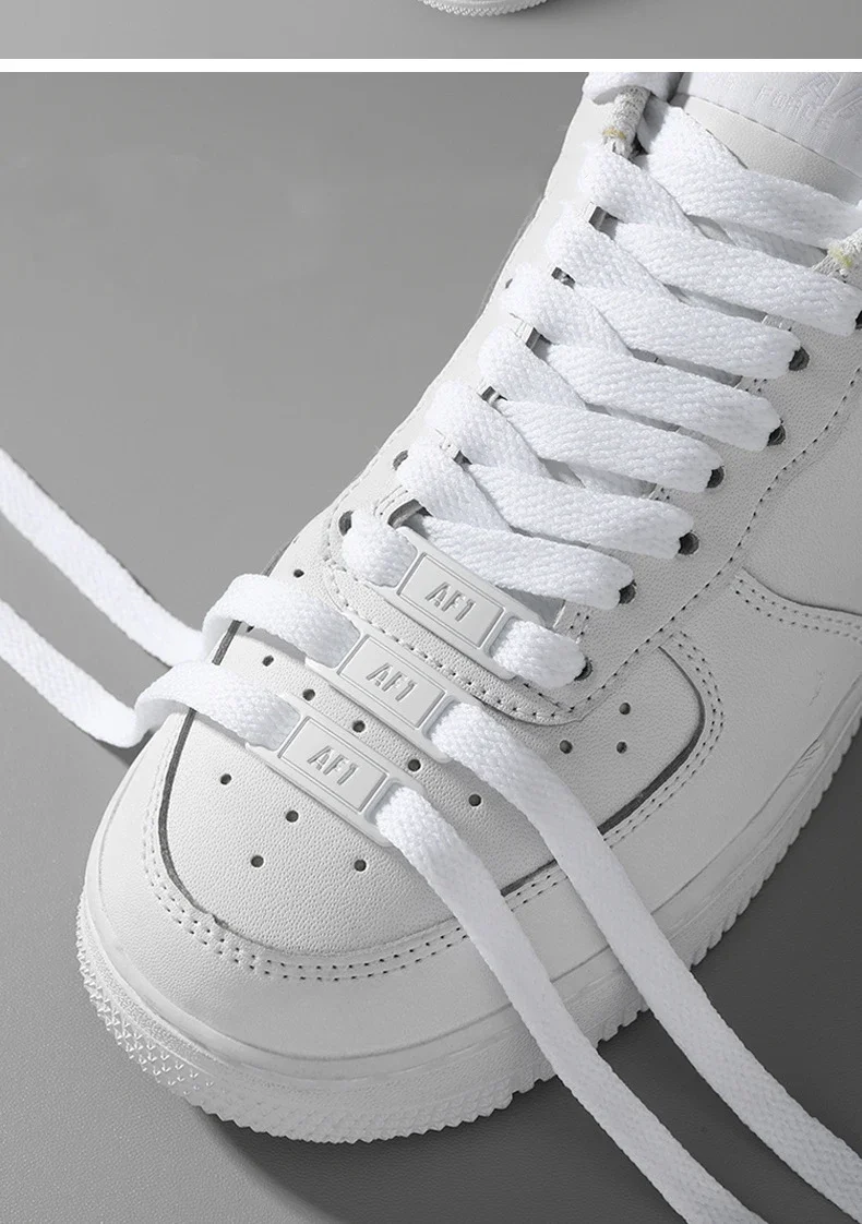 Classics Schwarz Weiß Flache Schnürsenkel für AF1 Schnürsenkel mit Metallschnalle und Schuhdekoration Anzug Sneaker Schnürsenkel Schuhe Zubehör – Detail 4