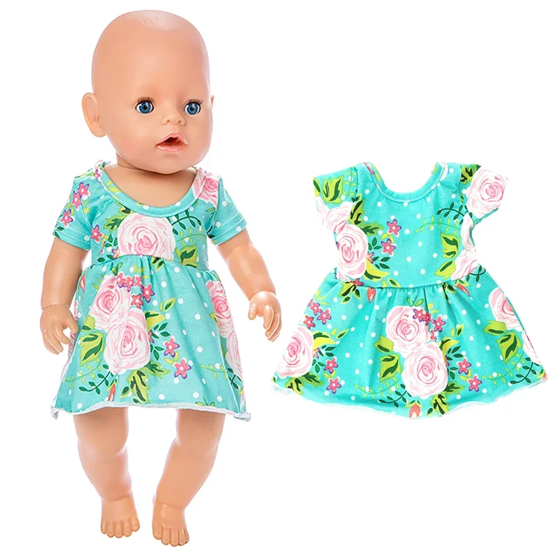 43cm Baby New Born Doll Dress Hat for 18" Girl Doll Clothes Accessories Toys Skirt