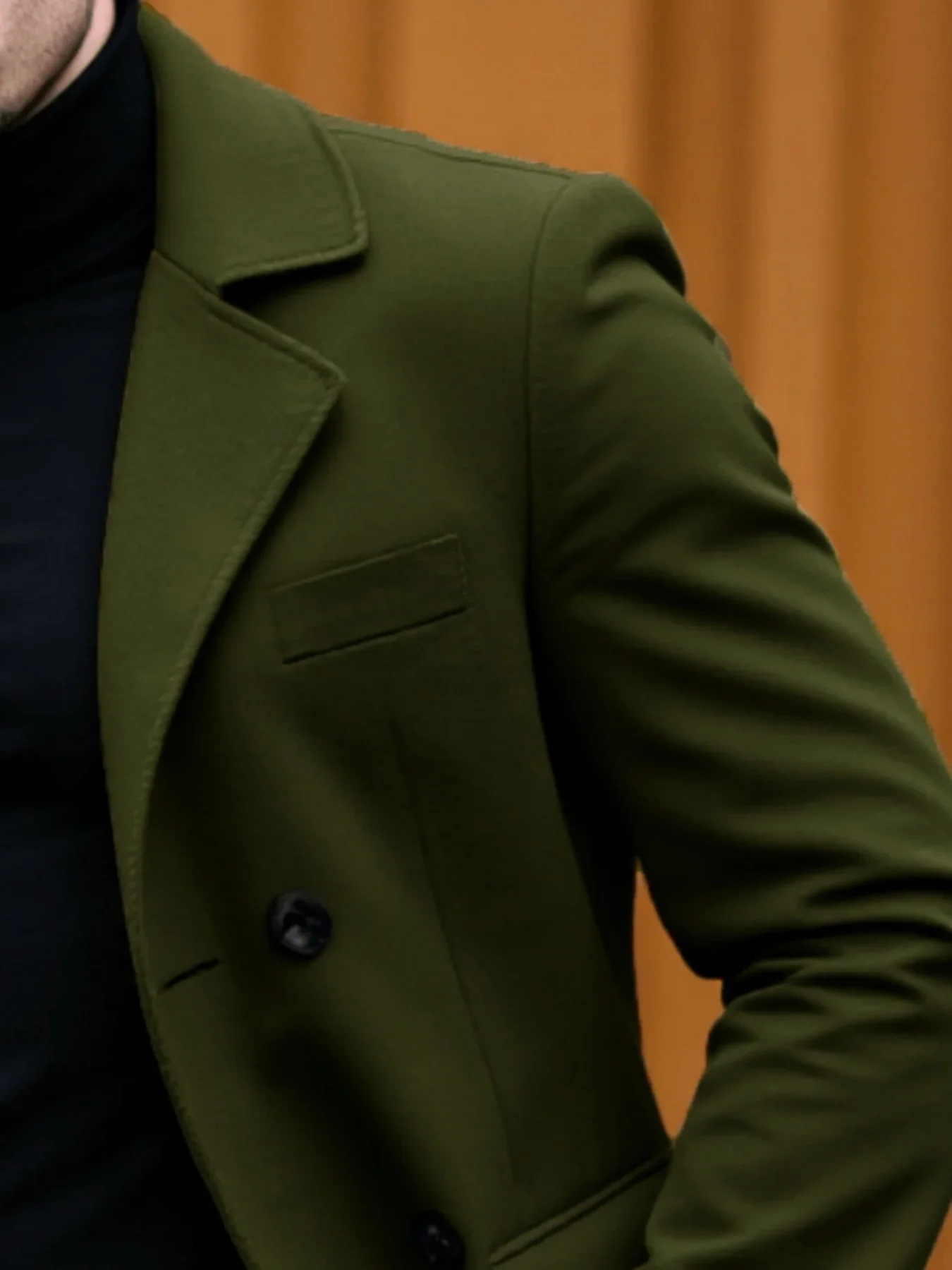 معطف صوفي أنيق شتوي للرجال معطف سادة دافئ وأنيق لل...