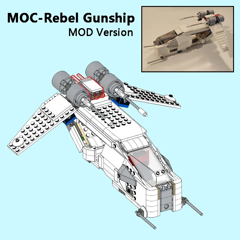 MOC 우주선 반란군 건쉽 빌딩 블록, 우주선 전투 항공기, X-Wing 전투기 브릭 모델 장난감 개조, 신제품 317 개