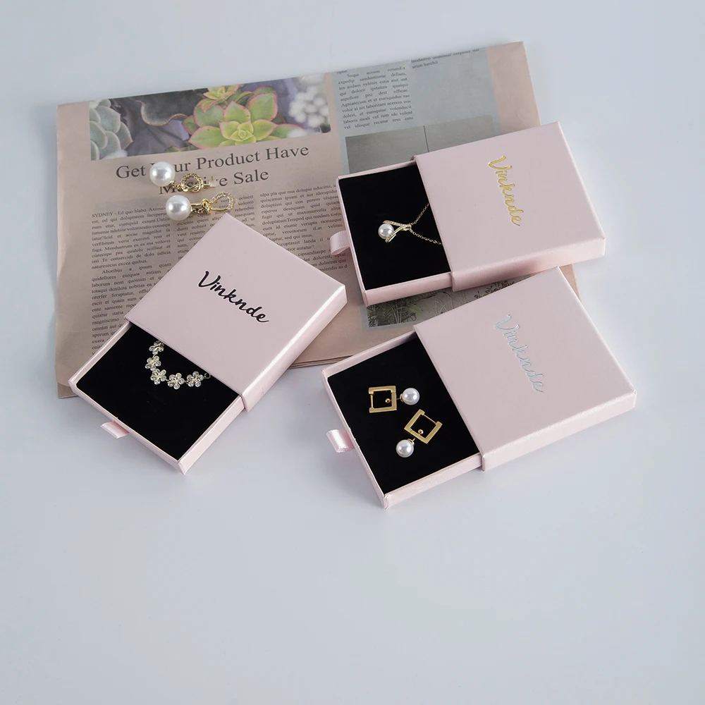 Wholesale 24pcs Custom Jewelry Packaging Box with logo Pink