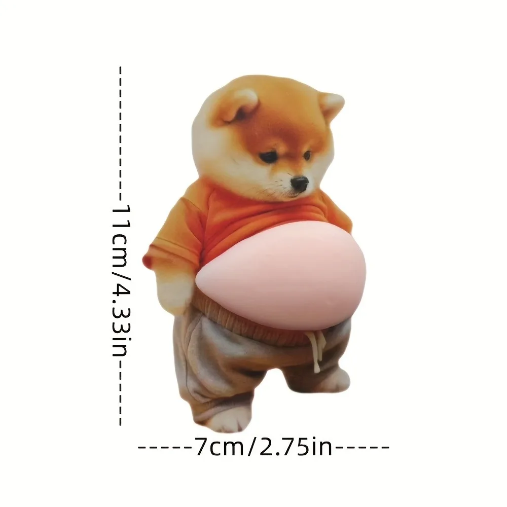 3D Shiba Inu Dog Belly Sticker-Cute puppy wearing orange outfit with soft pink background silicone self-adhesive