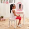 Kids Princess Gisele Polka Dot Print 2-Piece Kids Wooden Play Vanity Set with Vanity Table, Tri-Fold Mirror, Storage Dra 2
