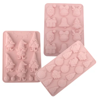 Christmas Element Silicone Chocolate Mold Santa Claus Christmas Gift Box Design Cake Mould Dessert Baking Tools Kitchen Bakeware 1