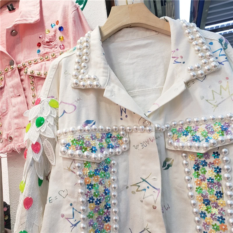 Floral Embellished Denim Jacket Floral Denim Jacket -  in 2023