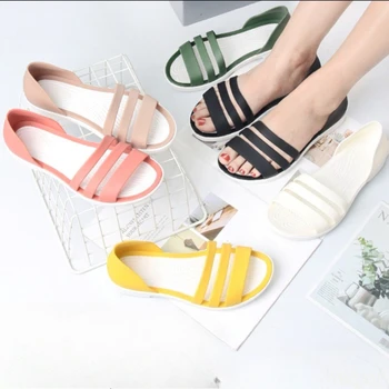2025 For Women Summer Flats Candy Color Casual Beach Outdoor Female Ladies Jelly Slippers Fashion Open-Toed Slides Shoes 1